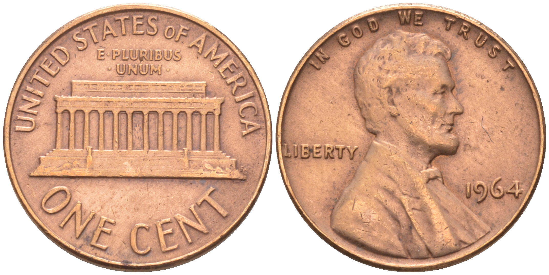 США 1 ЦЕНТ 1964 ЛИНКОЛЬН KM 201 медь цинк 188-255