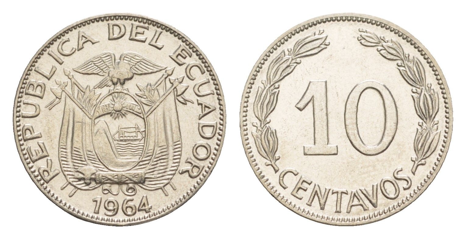 Эквадор 10 сентаво 1964 KM 76c сталь плакированная никелем 4640-1151