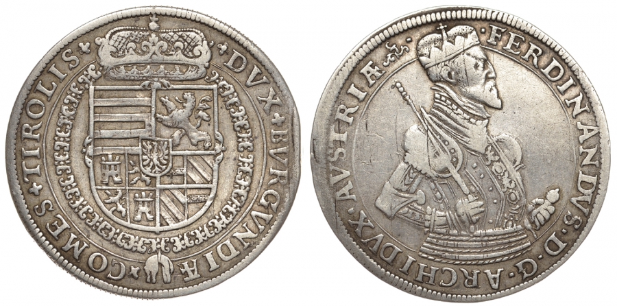 Австрия, Священная Римская империя 1 талер ND эрцгерцог Фердинанд II (1564-1595) Dav. 8099 серебро 00-815-67