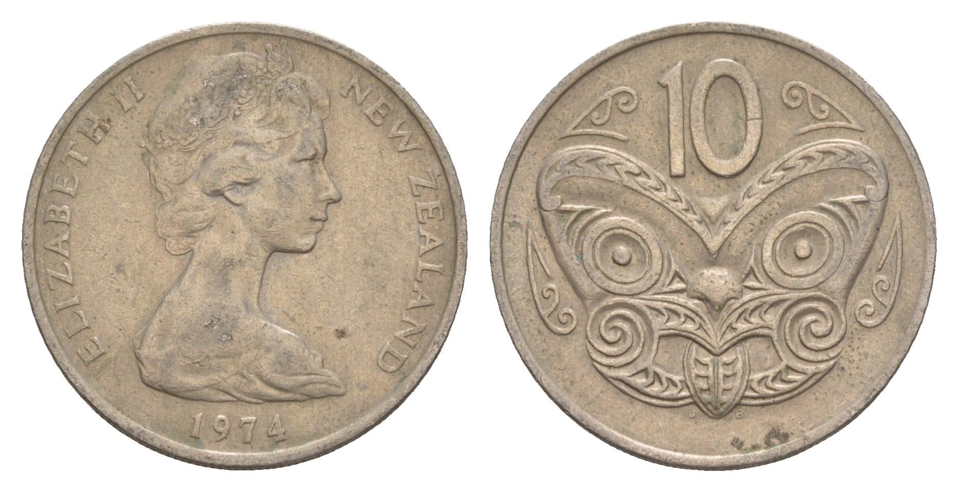 Новая Зеландия 10 центов 1974 KM 41.1 медно-никель 4179-747