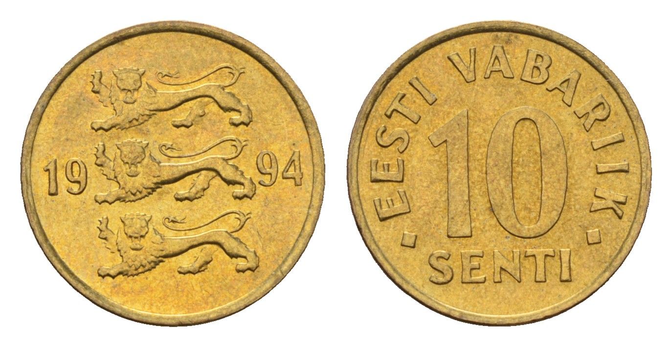 Эстония 10 сентов 1994 KM 22 латунь UNC 192-529