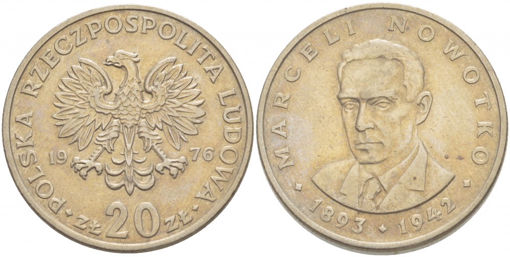 ПОЛЬША 20 ЗЛОТЫХ 1976 КРЕМНИЦА, МАРЦЕЛИЙ НОВОТКО KM 69 медно-никель 4403-912