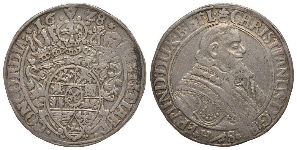 Брауншвейг-Люнебург 1 талер 1628 Кристиан (1611-1633) Dav. 6471 серебро 00-811-44