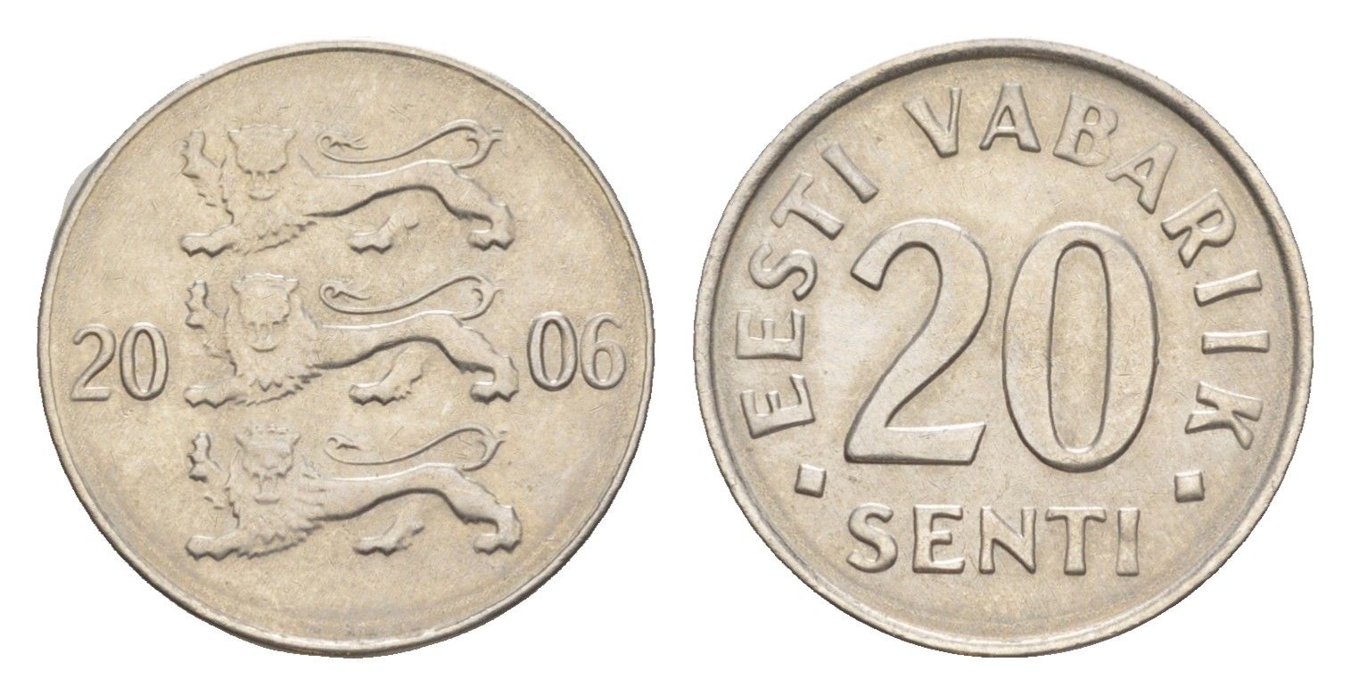 Эстония 20 сентов 2006 KM 23a сталь плакированная никелем 4383-1166