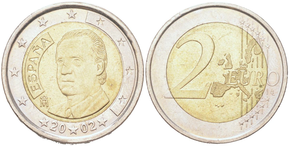 Испания 2 евро 2002 KM 1047 биметалл 4126-1214
