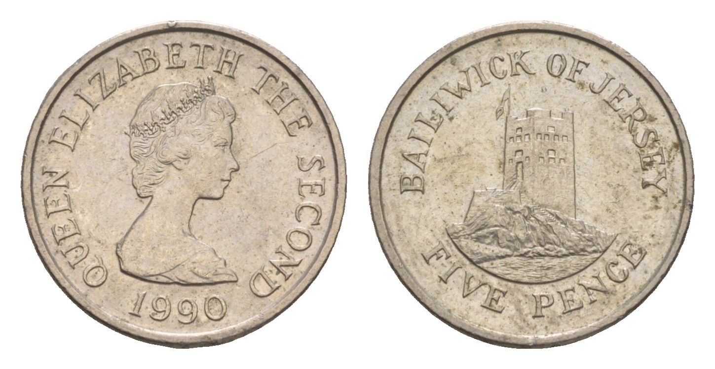 Джерси 5 пенсов 1990 башня Сеймур, Елизавета II (1952-2022) KM 56.2 медно-никель 4655-949