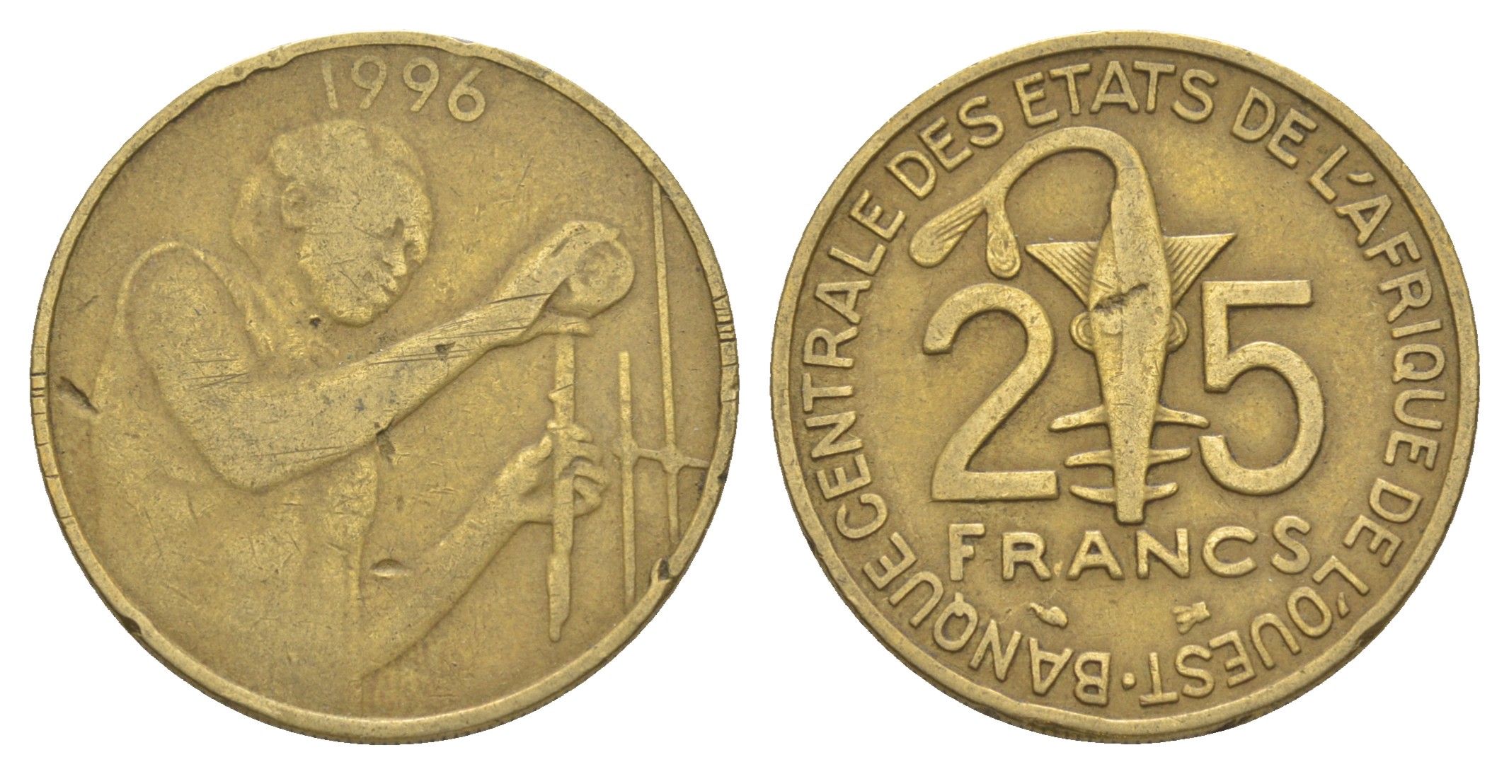 Западная Африка (BCEAO) 25 франков 1996 KM 9 алюминиевая бронза 4175-1252