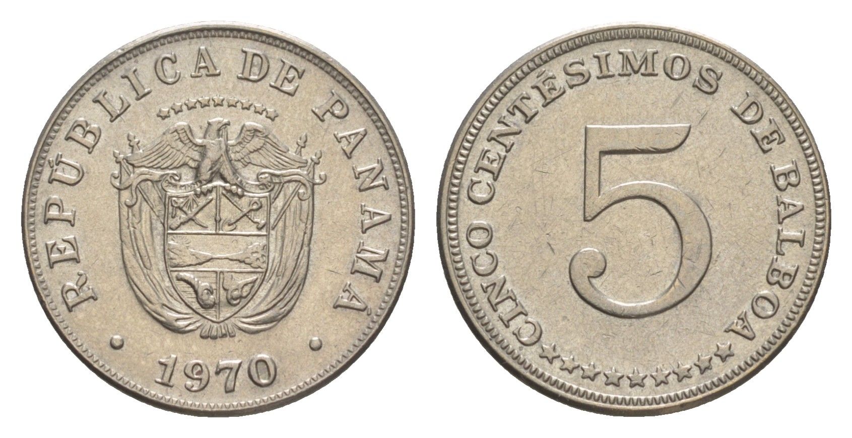 Панама 5 сентесимо 1970 KM 23.2 медно-никель aUNC 4643-1245