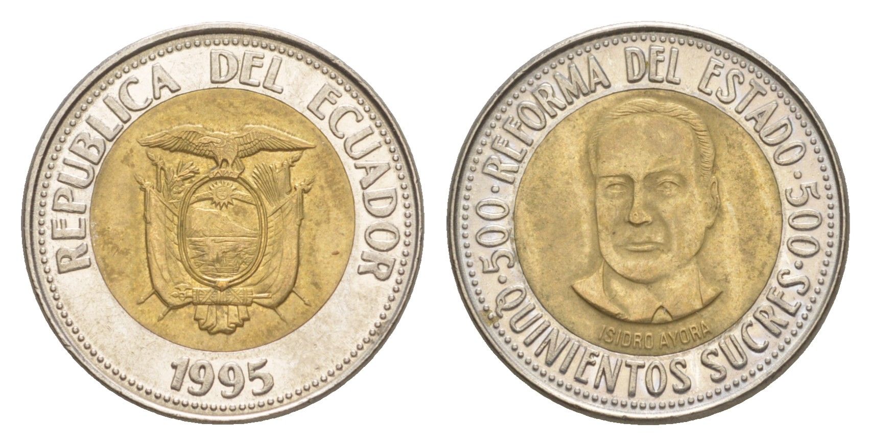 Эквадор 500 сукре 1995 Государственная реформа KM 97 биметалл 4640-1253