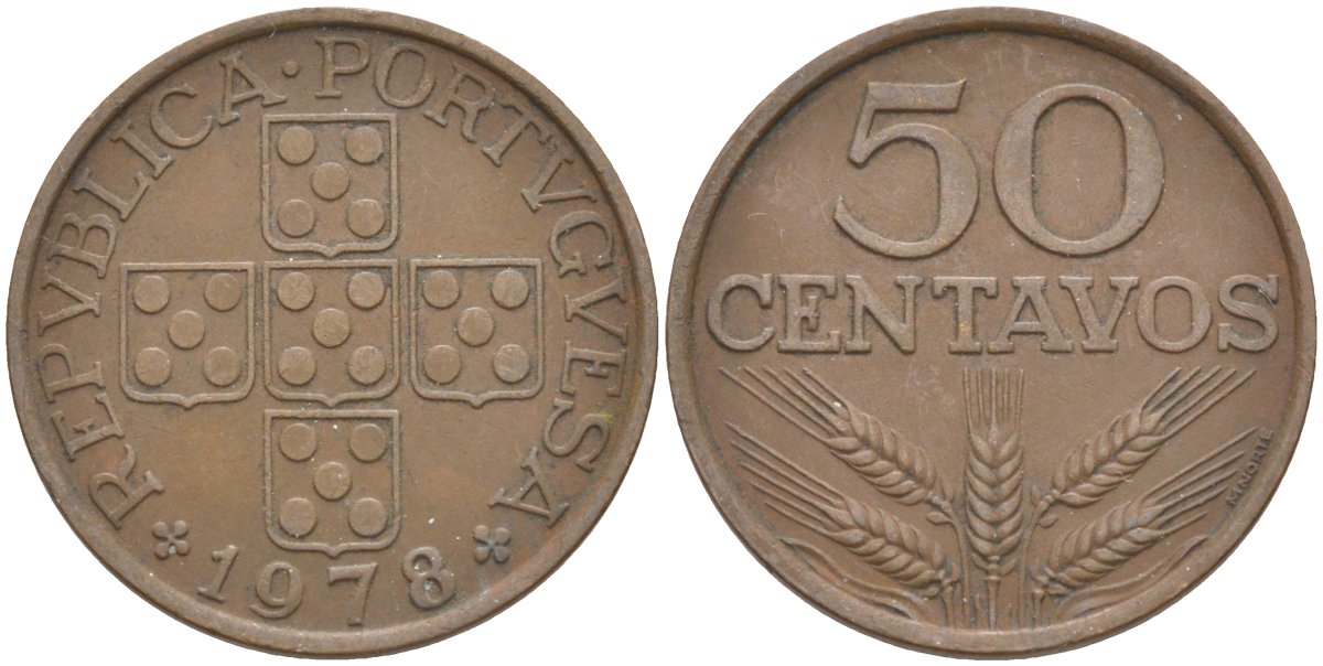 Португалия 50 сентаво 1978 KM 596 бронза 219-931