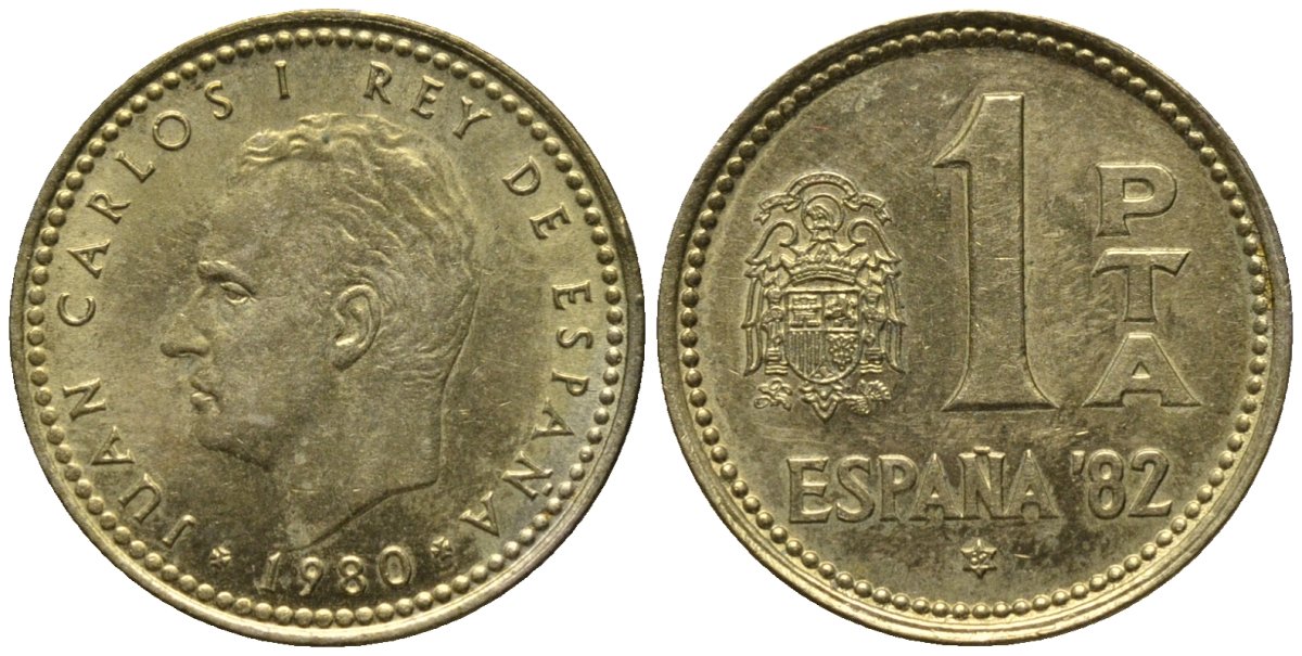 Испания 1 песета 1980 (82) ЧМ по футболу, Испания 82 KM 816 алюминиевая бронза 4579-841
