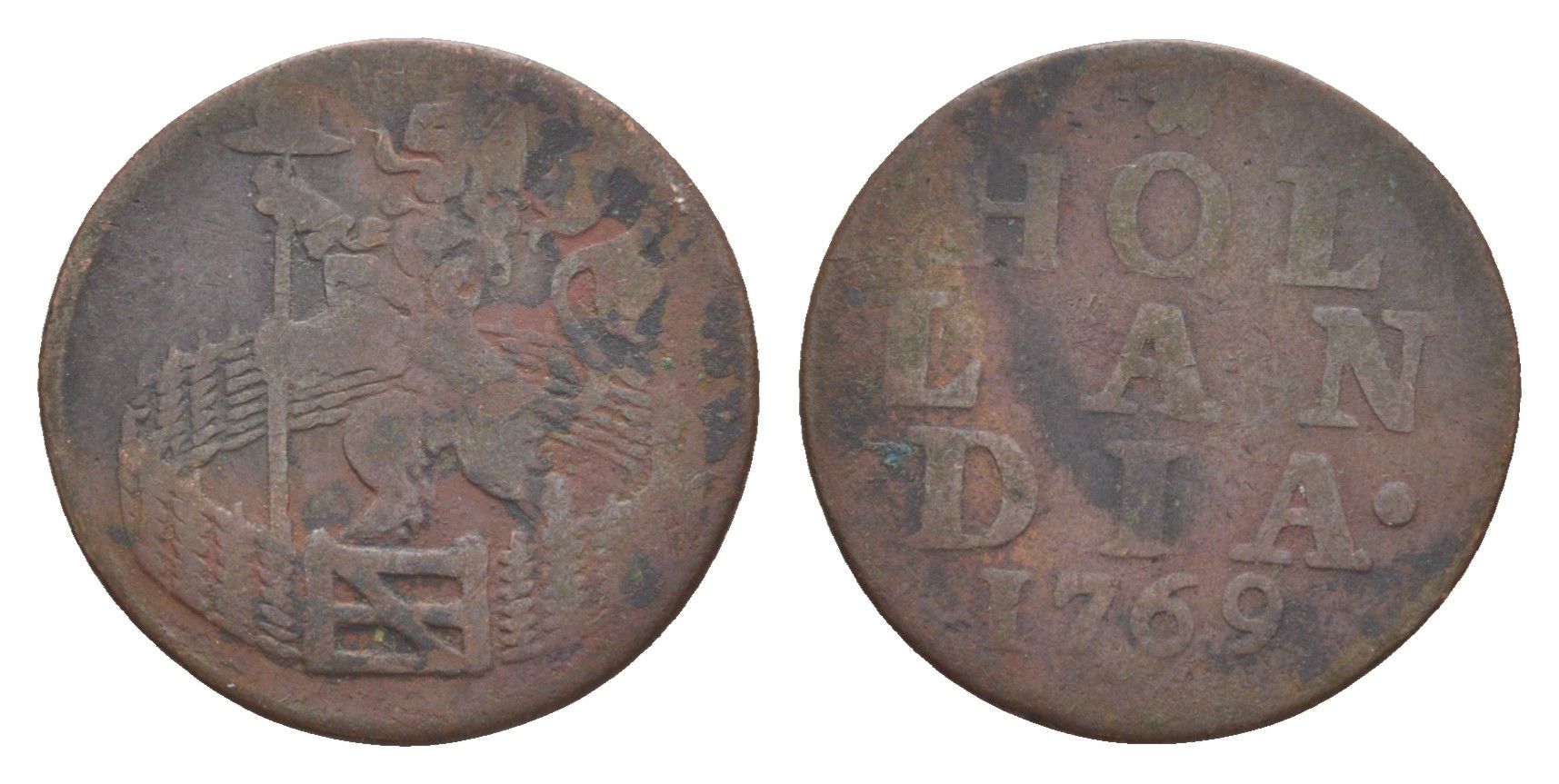 Нидерланды, Голландия 1 дуит 1769 KM 80 медь 4644-828