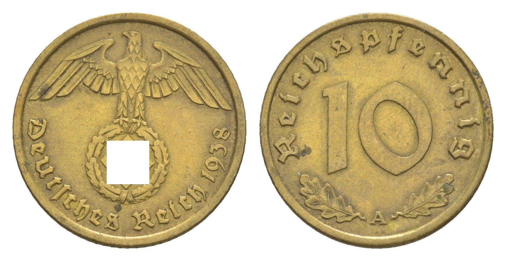 Германия 10 рейхспфеннигов 1938 A KM 92, J. 364 алюминиевая бронза 4549-1116