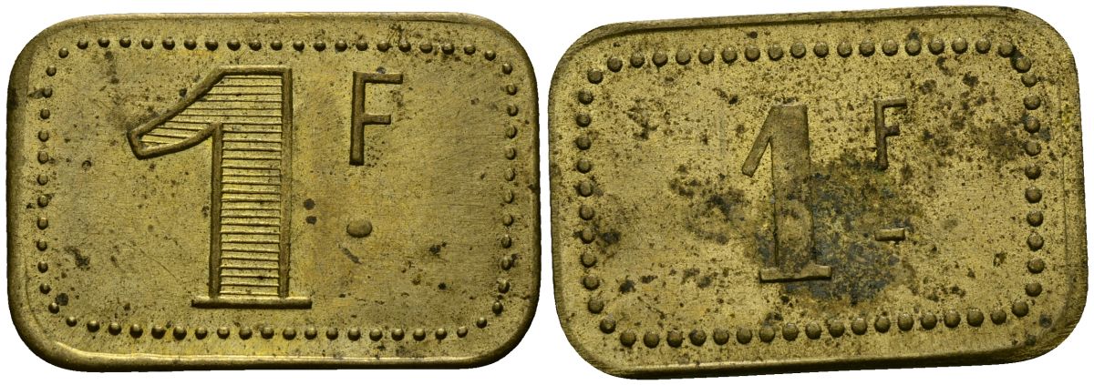 Франция 1 франк ND ресторанный жетон латунь 4166-131