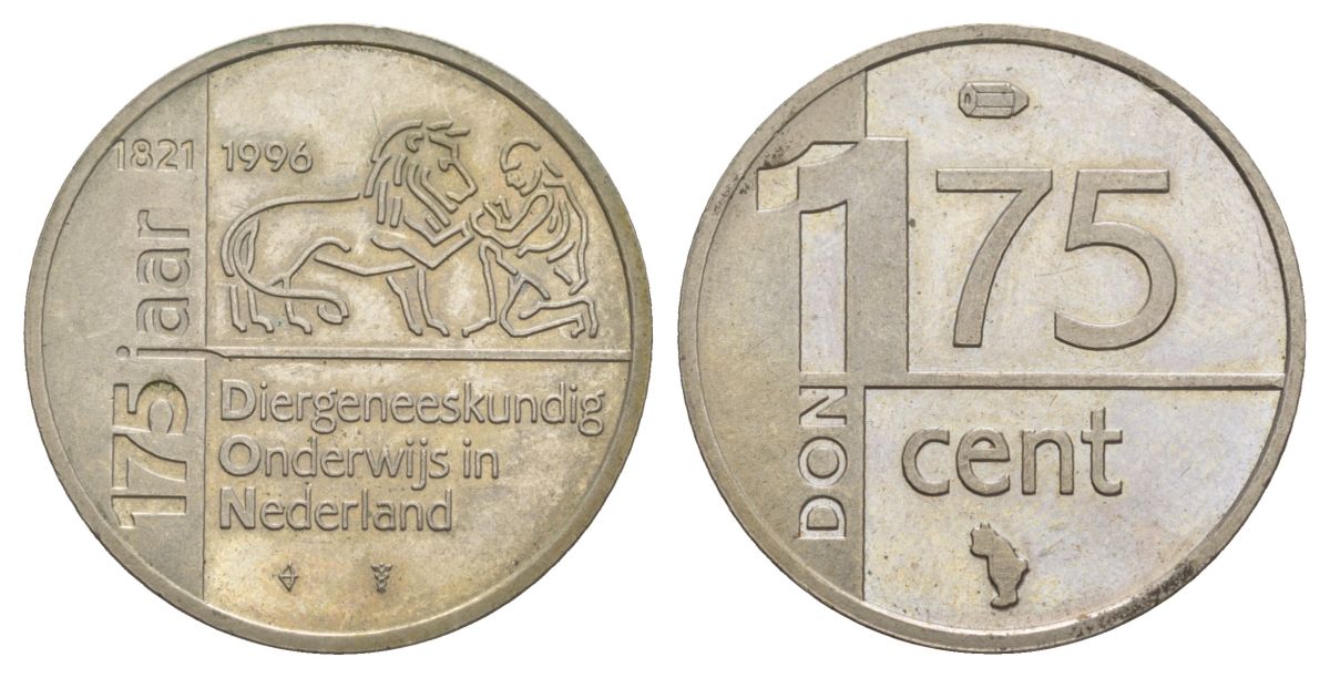 Нидерланды жетон "Ветеринарное образование 175 центов" ND (1996) Логотип факультета ветеринарной медицины Утрехтского университета справа вверху, диаметр 30 мм Kooij RO037.1 медно-никель UNC 4185-1046