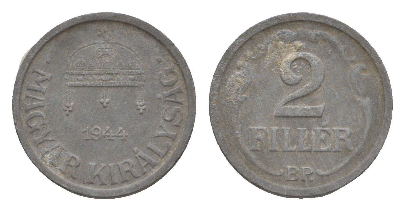 Венгрия 2 филлера 1944 BP KM 519 цинк 4658-356