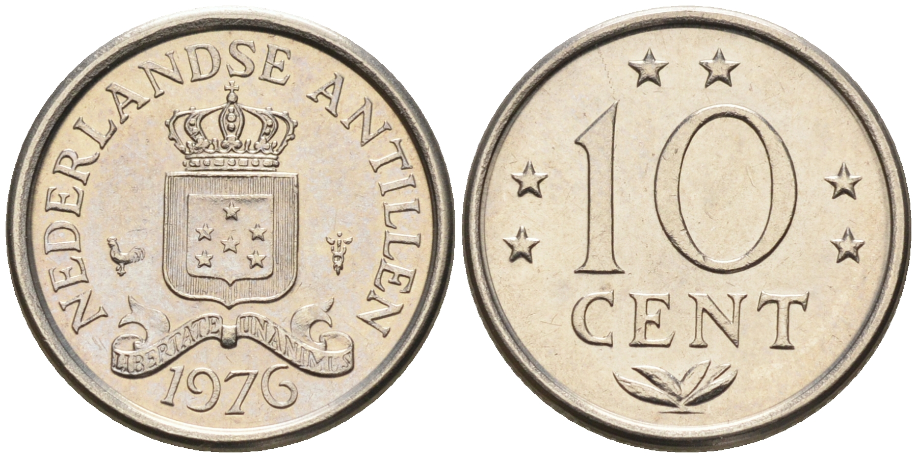 Нидерландские Антилы 10 центов 1976 Юлиана (1948-1980) KM 10 никель 4169-343