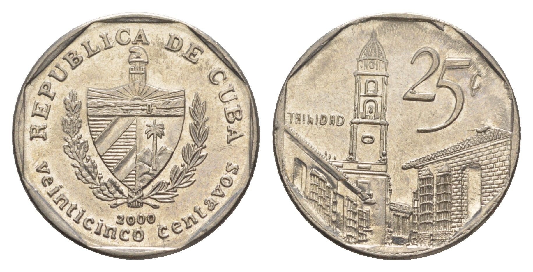 Куба 25 сентаво 2000 площадь в Тринидаде KM 577.2 сталь плакированная никелем aUNC 4637-1114