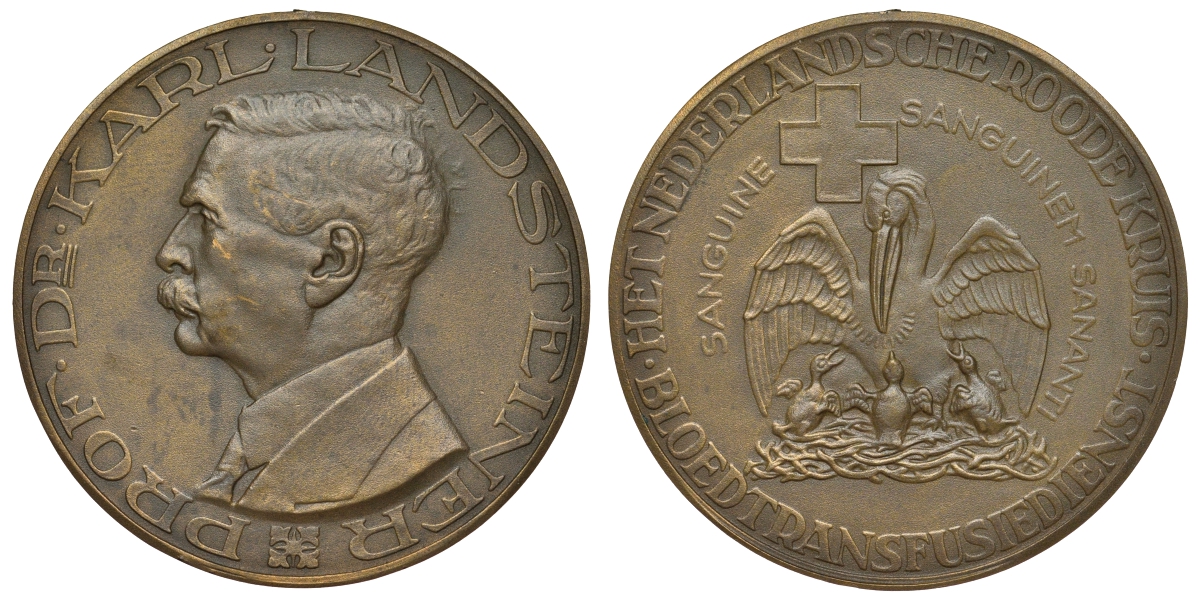 Нидерланды медаль ND профессор доктор Карл Ланкастер, нидерландский Красный Крест, диаметр 40 мм  бронза    1066-7-12