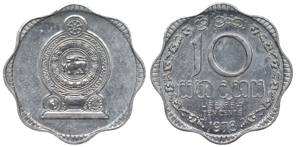 Шри-Ланка 10 центов 1978 KM 140 a алюминий 4118-844