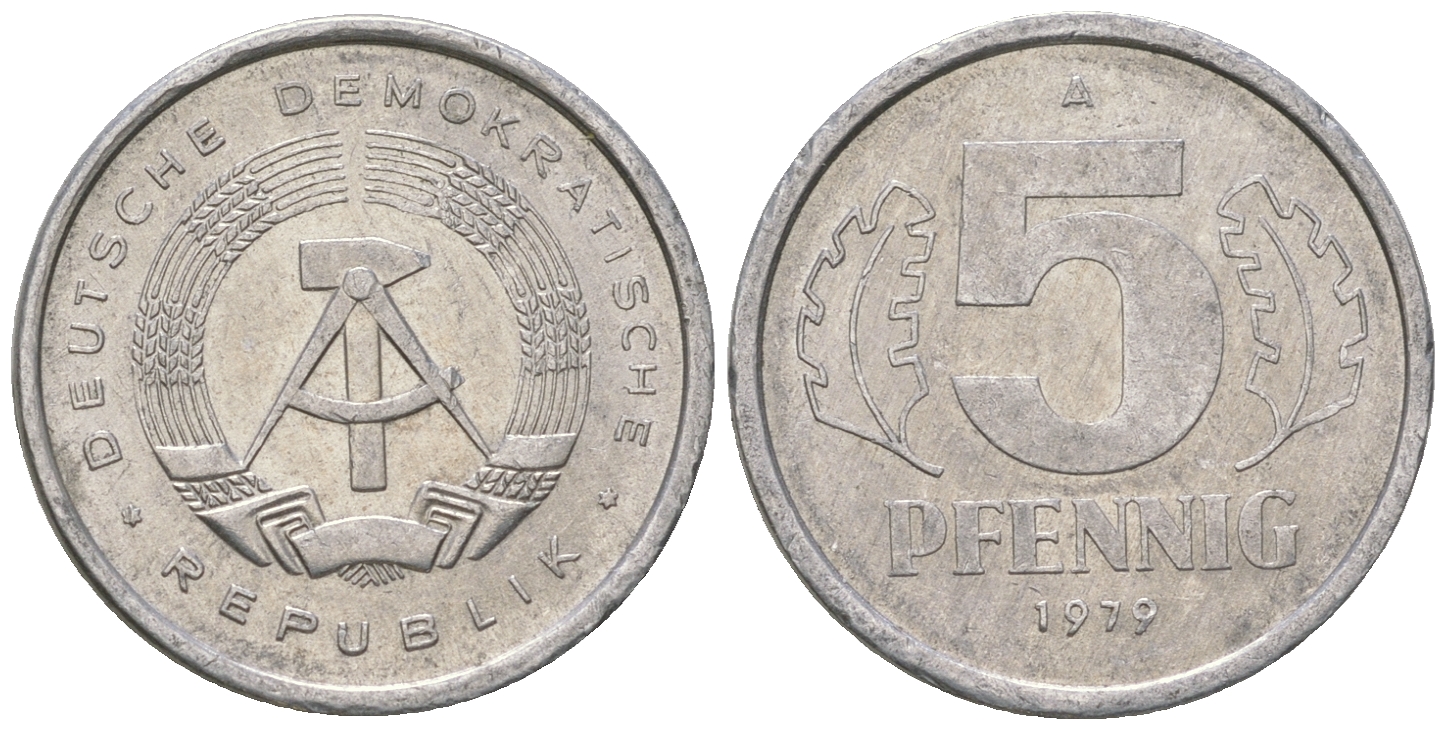 ГДР 5 пфеннигов 1979 A алюминий 4615-1268