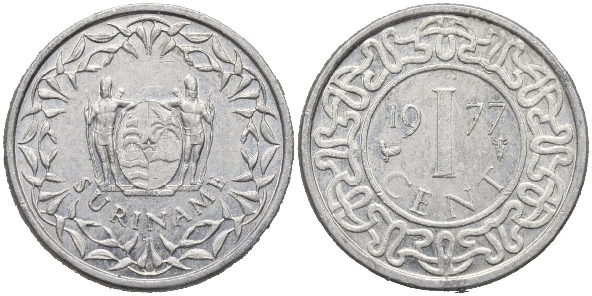 Суринам 1 цент 1977 KM 11а алюминий 187-549