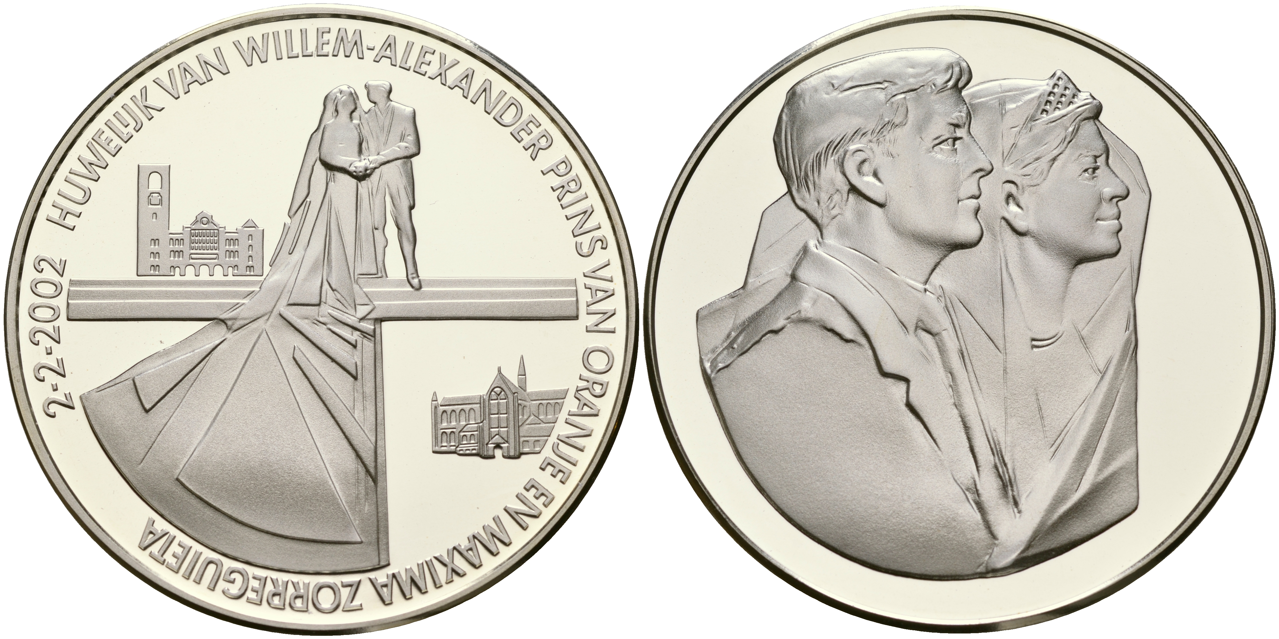 Нидерланды медаль 2002 свадьба Вильяма-Александра и принцессы Максимы  медно-никель PROOF  11-326-24