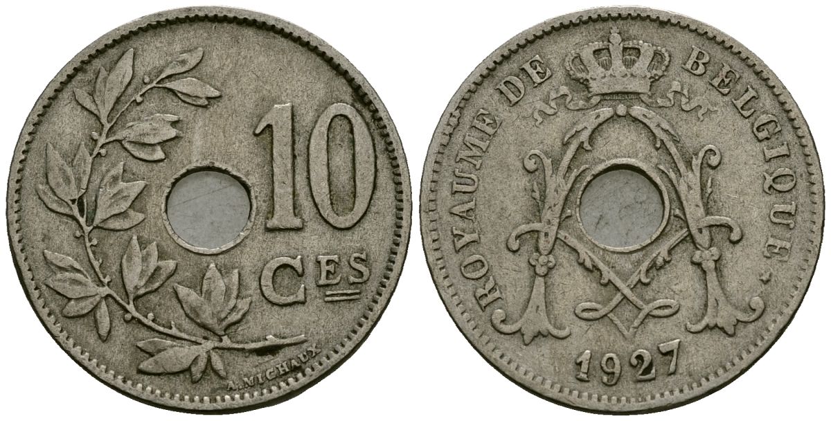 Бельгия 10 сантимов 1927 Belgique KM 85 медно-никель 4172-1022