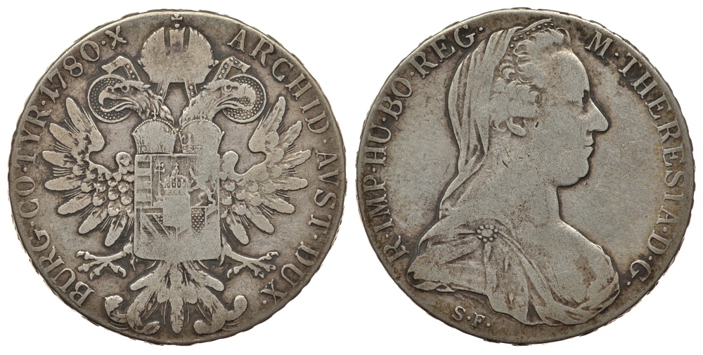 Австрия 1 талер 1780 SF, Мария Терезия, официальный рестрайк KM Т1 серебро 413-333