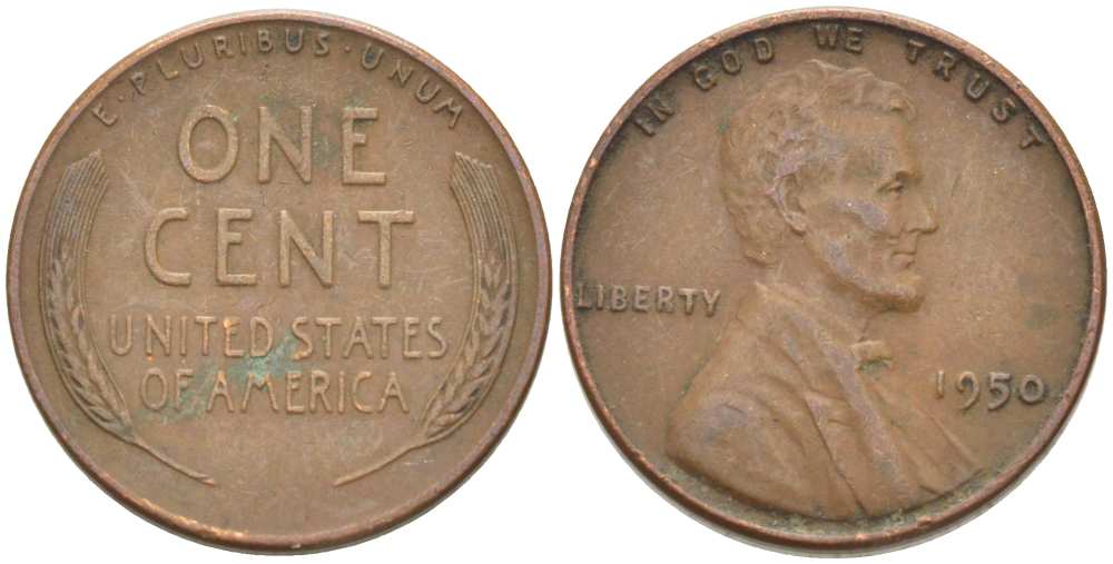 США 1 ЦЕНТ 1950 ЛИНКОЛЬН KM А132 медь цинк 218-533