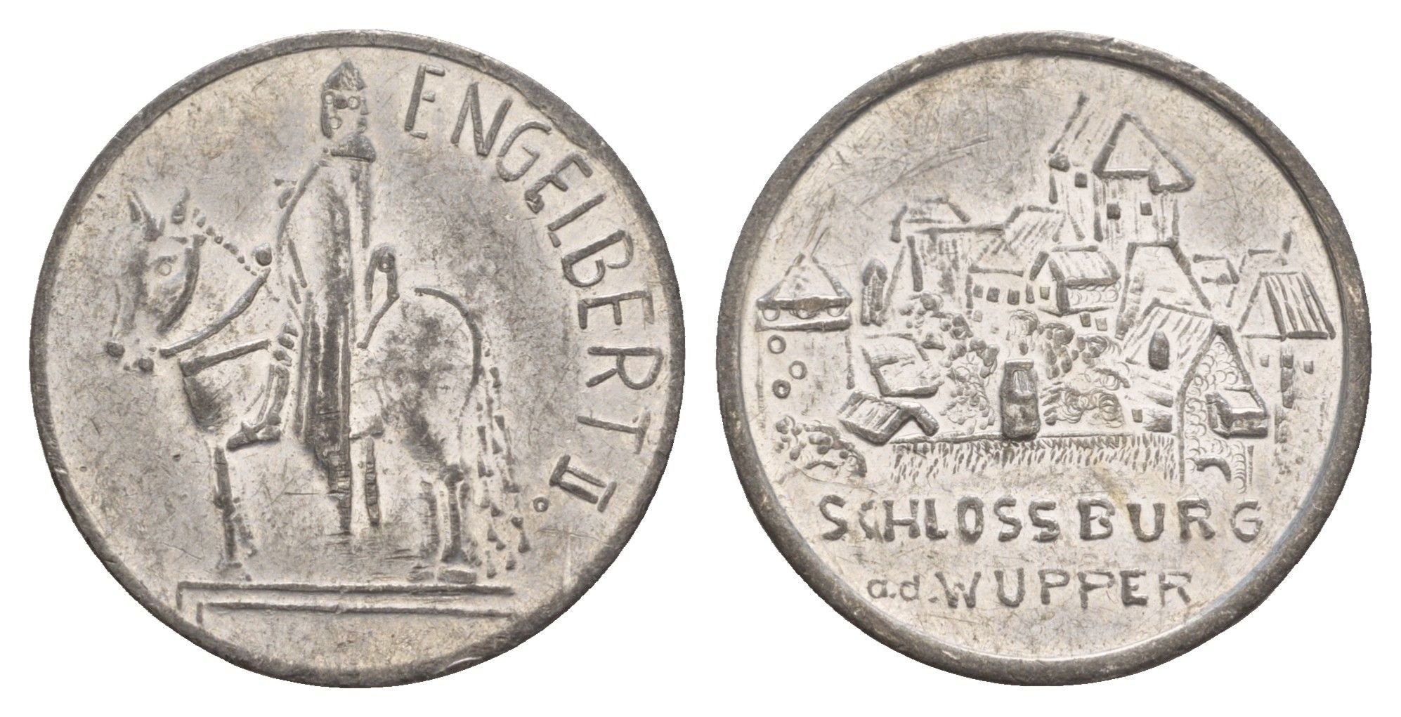Германия медаль "Замок Бург, Энгельберт II" диаметр 24,5 мм, вес 5,3 гр олово 4656-612