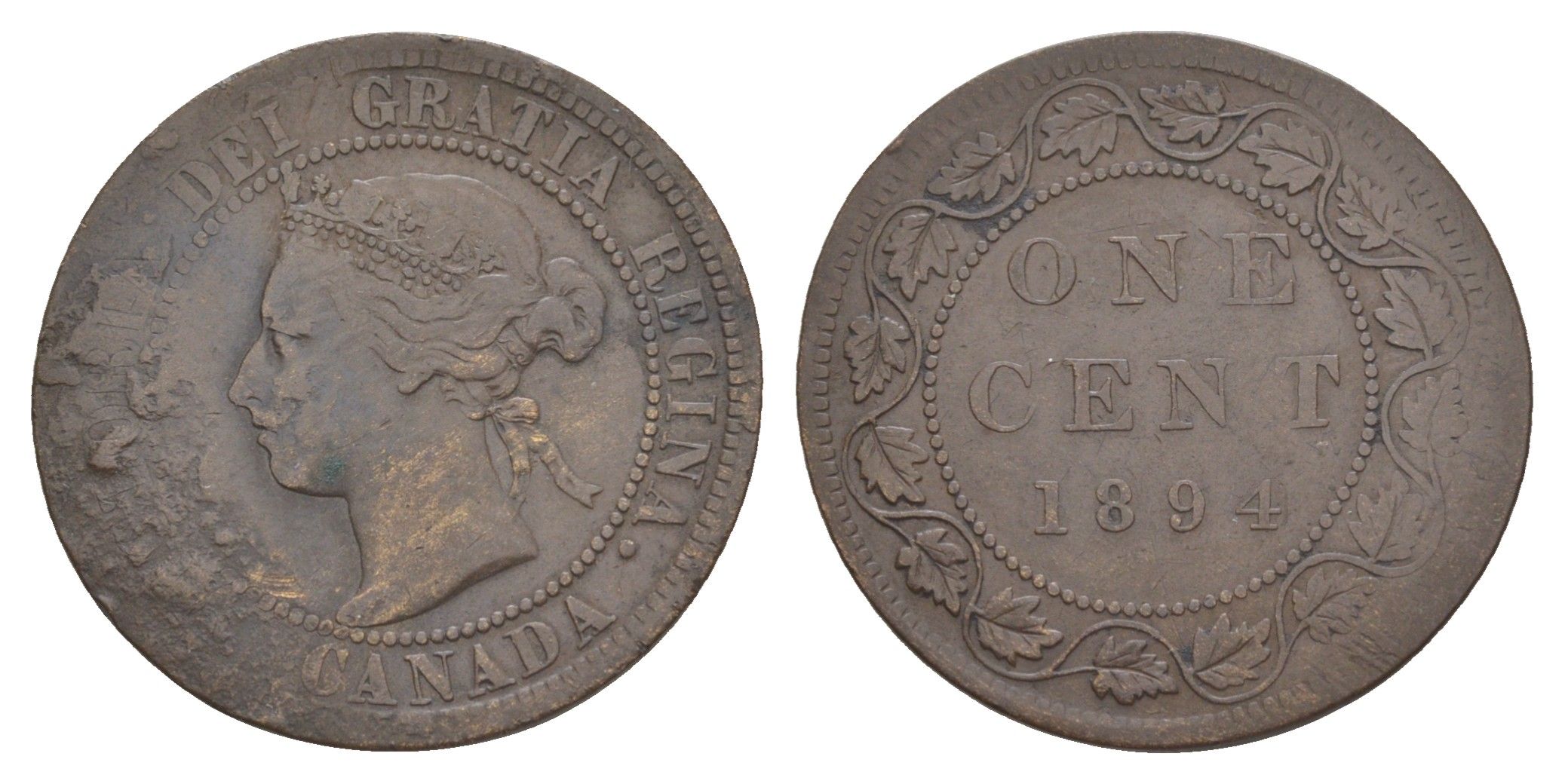 Канада 1 цент 1894 Виктория (1837-1901) KM 7 бронза 4637-756