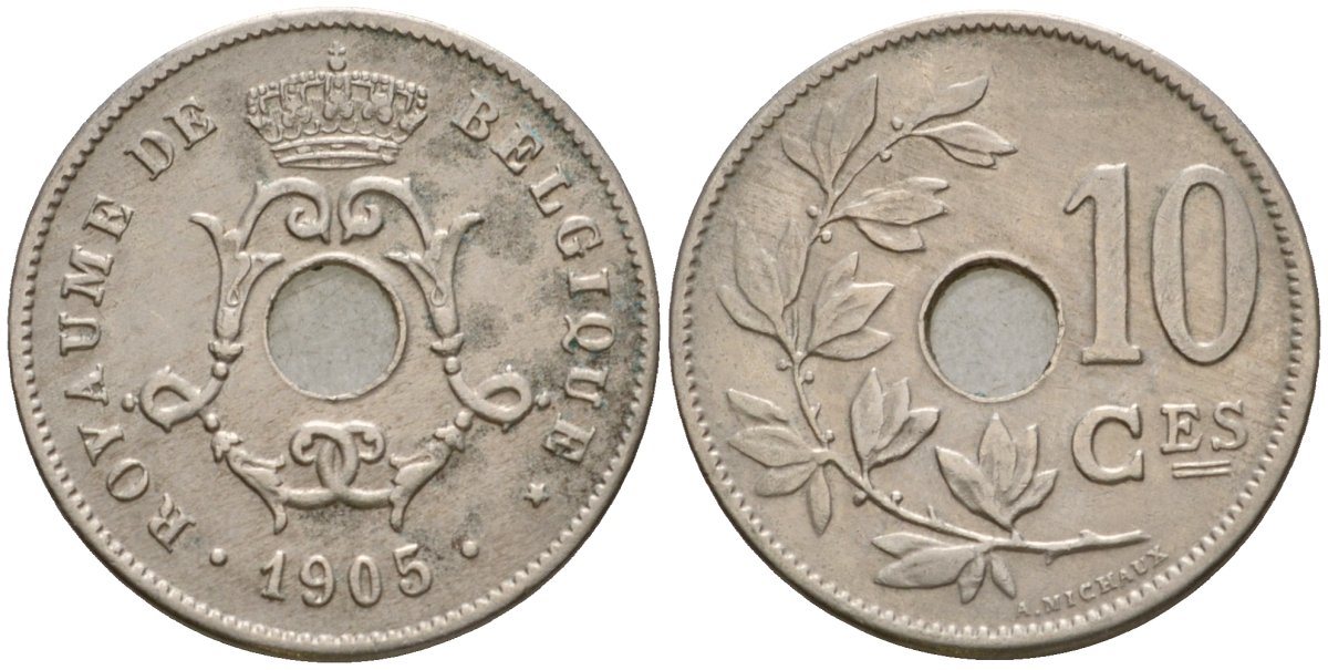 Бельгия 10 сантимов 1905 Belgique KM 52 медно-никель 4543-322