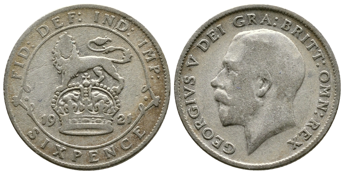 Великобритания 6 пенсов 1921 Георг V (1910-1936) KM 815а.1, Spink 4024 серебро 4178-122