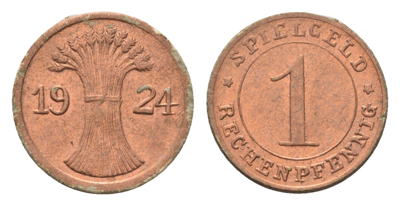 Германия игровой жетон в 1 рентенпфенниг 1924 диаметр 17 мм картон 4702-933