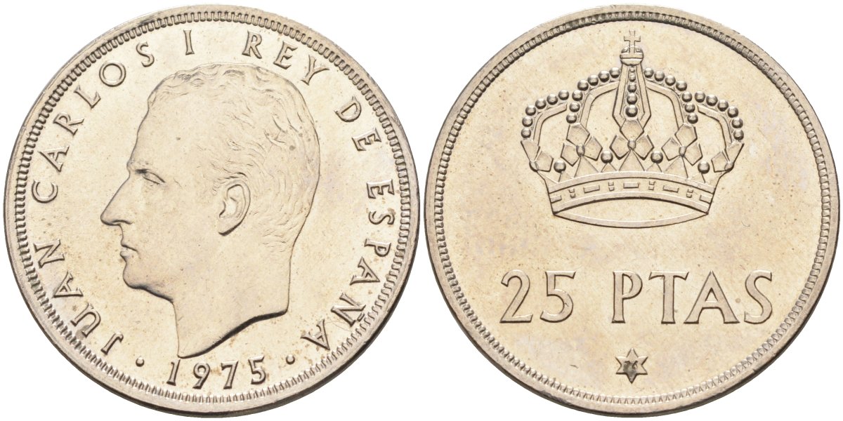 Испания 25 песет 1975 (76) Хуан Карлос I (1975-2014) KM 808 медно-никель UNC 4583-1114