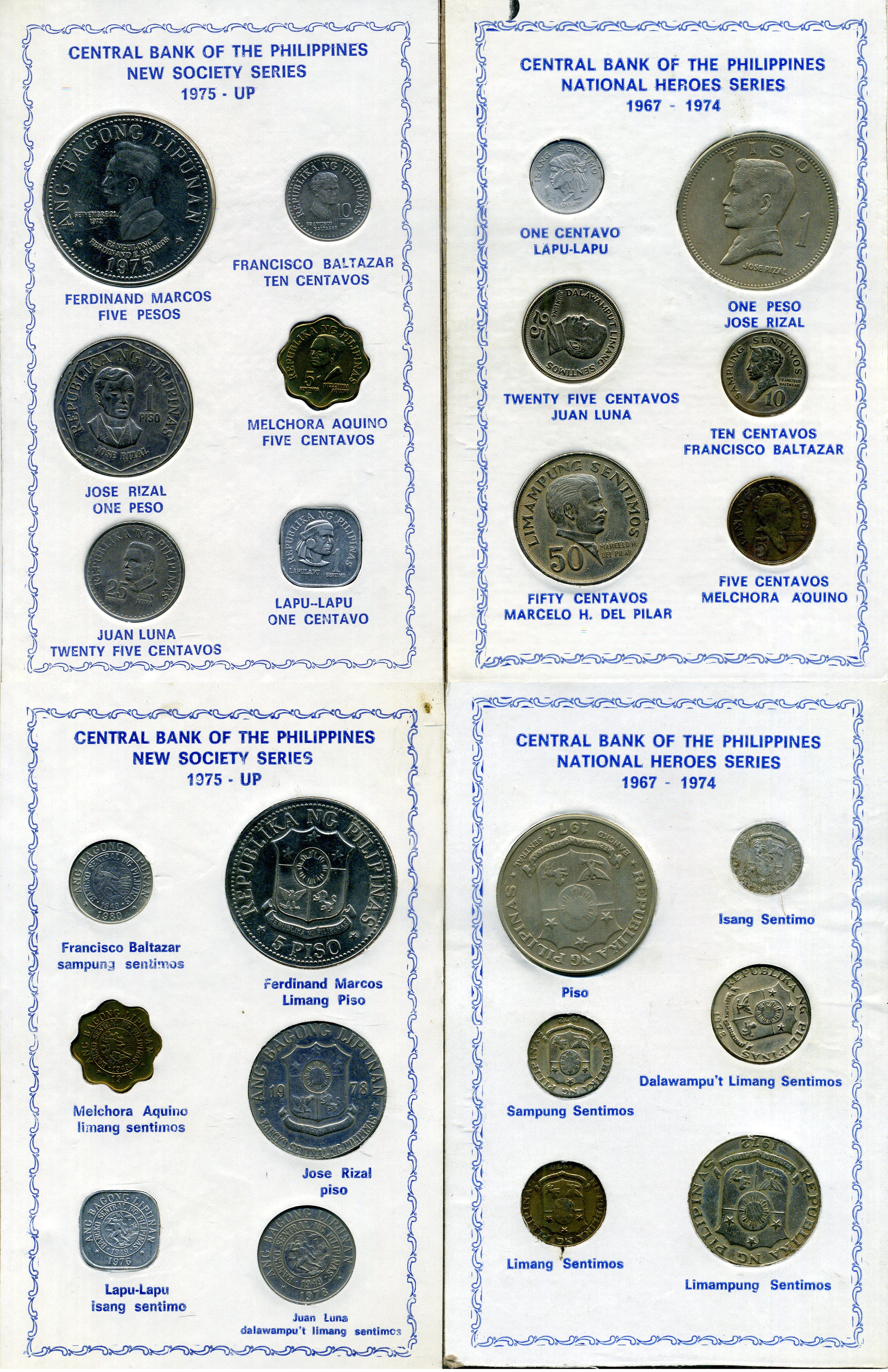 Филиппины набор из 12 монет (1, 5, 10, 25 и 50 сентаво; 1 и 5 писо) 1968-1980 в оригинальной упаковке 2-5-1-19