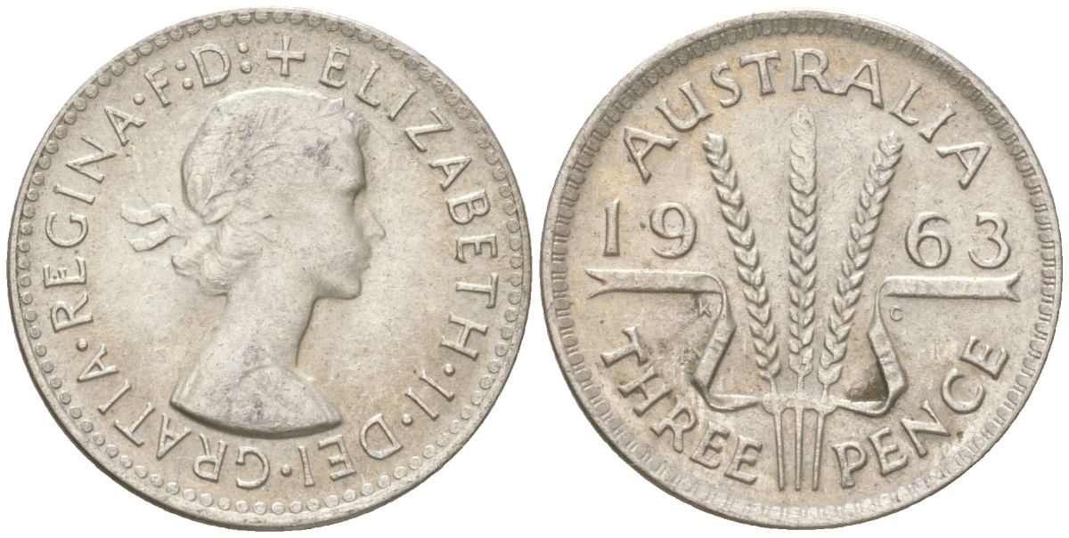 Австралия 3 пенса 1963 Елизавета II (1952-2022) KM 57 серебро 4623-139