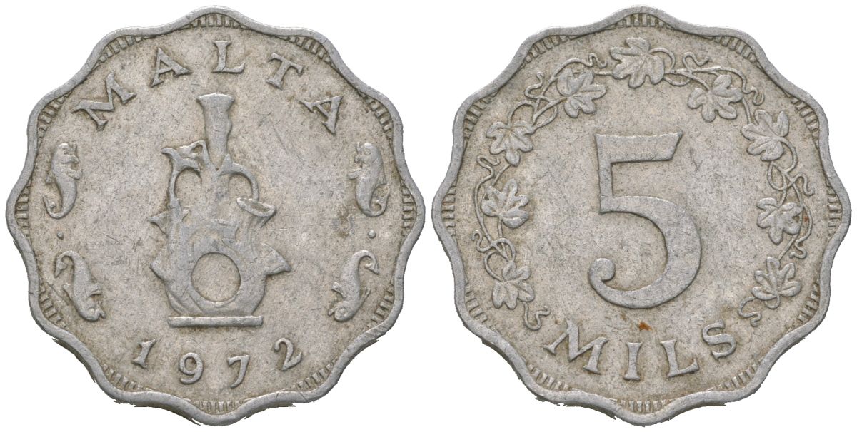 Мальта 5 милей 1972 KM 7 алюминий 183-1236