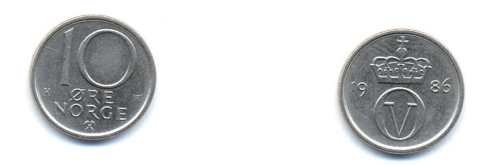 НОРВЕГИЯ 10 ЭРЕ 1986 KM 416 медно-никель 4379-336