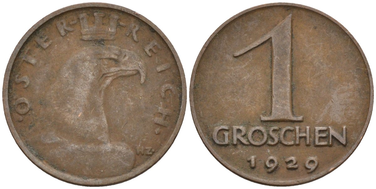 Австрия 1 грош 1929 KM 2836 бронза 4151-1265