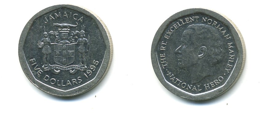 ЯМАЙКА 5 ДОЛЛАРОВ 1995 KM 163 сталь 4364-1047