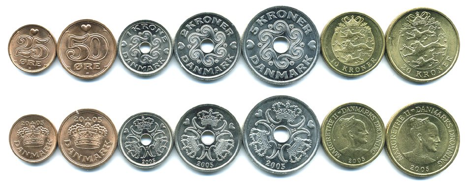 ДАНИЯ НАБОР ИЗ 7 МОНЕТ 2005 UNC N2-64