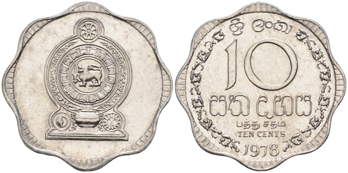 Цейлон 10 центов 1978 KM 140 a алюминий 4592-231