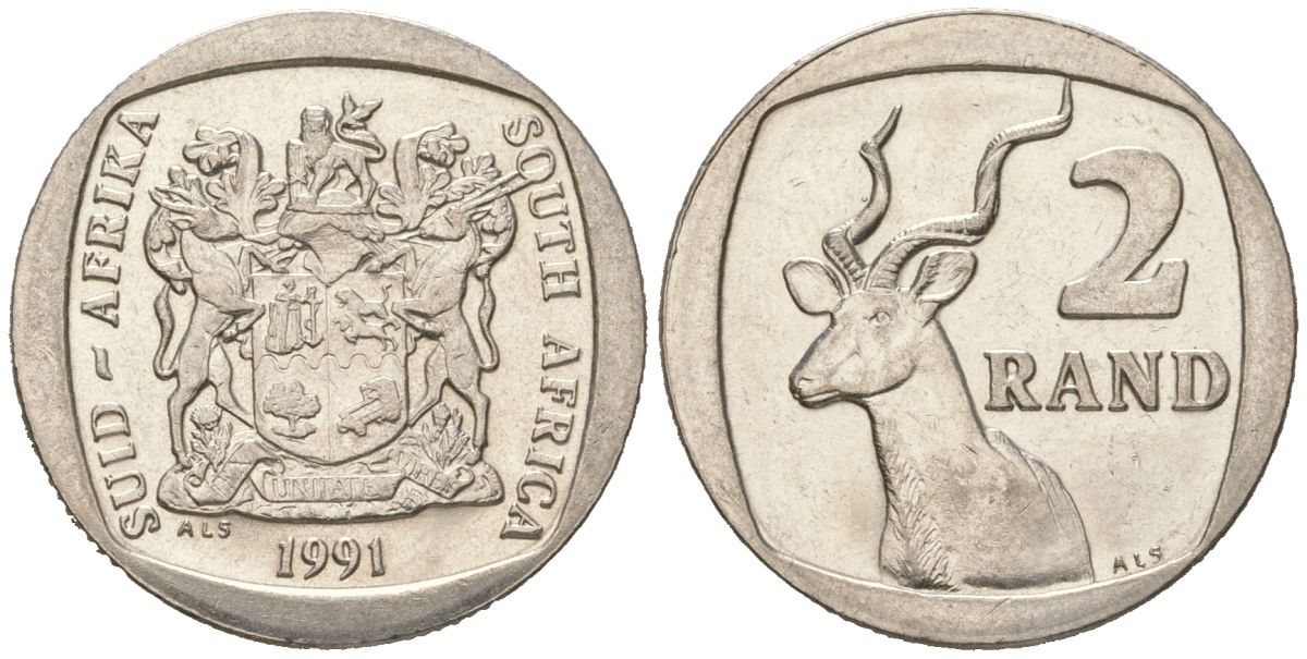 ЮАР 2 ранда 1991 KM 139 медь плакированная медно-никелем aUNC 4364-1952