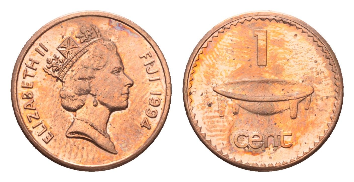 Фиджи 1 цент 1994 KM 49a цинк плакированный медью UNC 4697-657