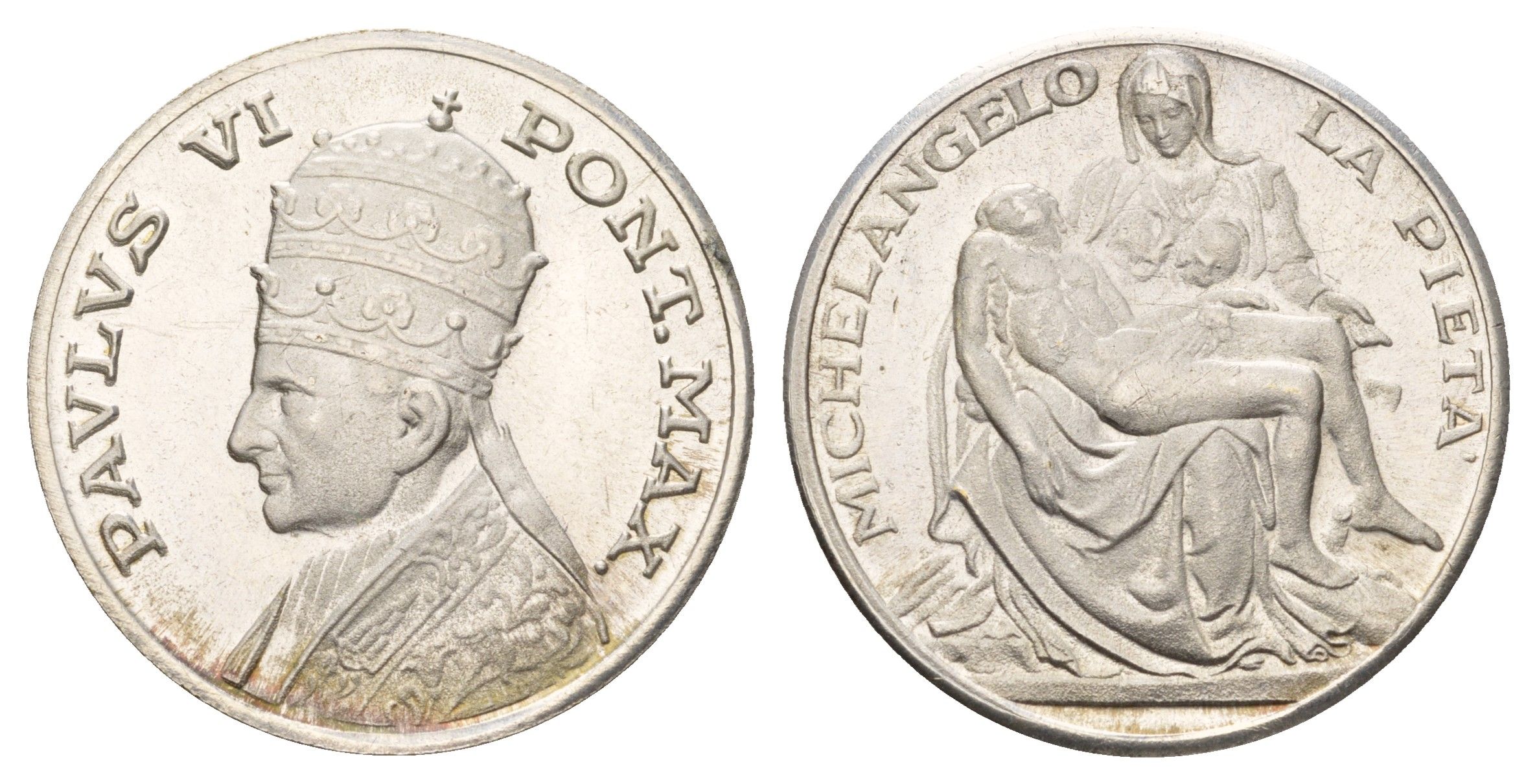 Ватикан медаль в честь избрание папой римским Павла VI ND (1963) Павел VI, Пьета Микеланджело, диаметр 30 мм, вес 11,7 гр серебро 4127-425