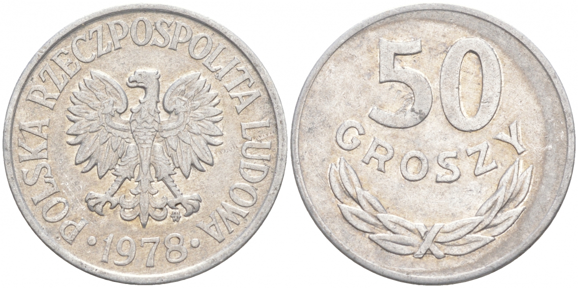 ПОЛЬША 50 ГРОШЕЙ 1978 MW KM 48.1 алюминий 68-353