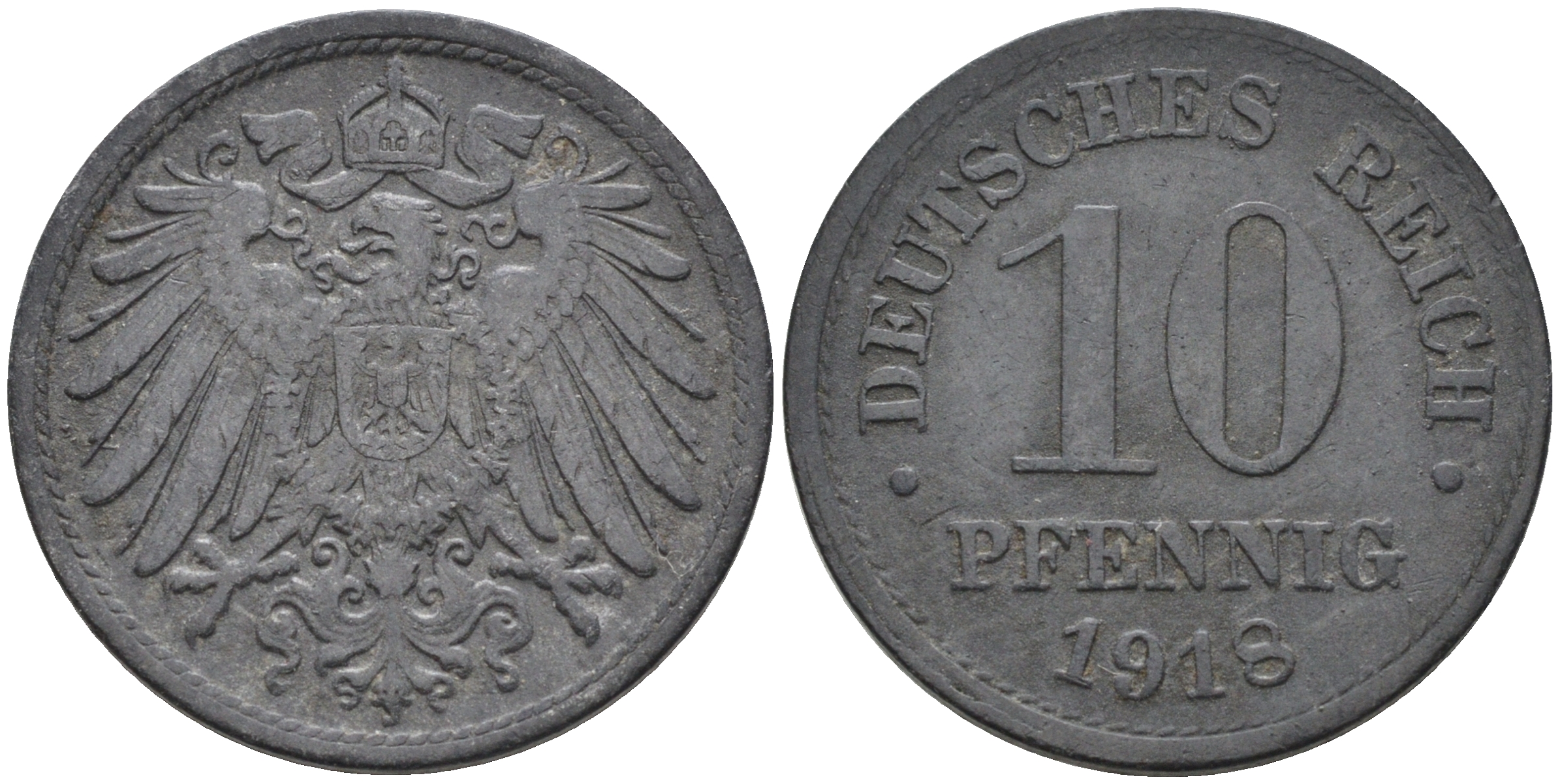 Германия 10 пфеннигов 1918  KM 26, J. 299 цинк    4595-136