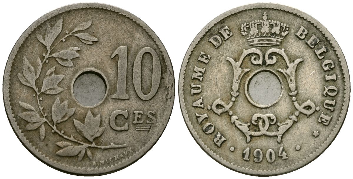 Бельгия 10 сантимов 1904 Belgique KM 52 медно-никель 4172-743
